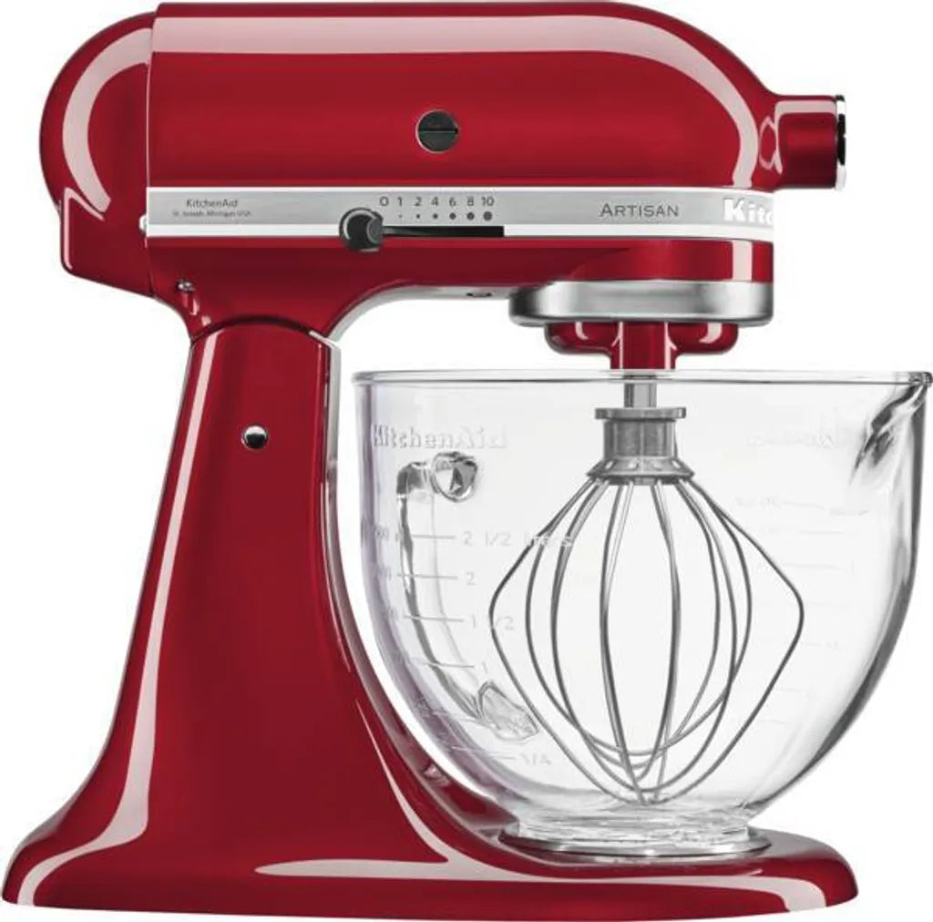 KitchenAid 5KSM156ECA Artisan Küchenmaschine – 4,8L Glas, 300W, 10 Stufen, Apfelrot